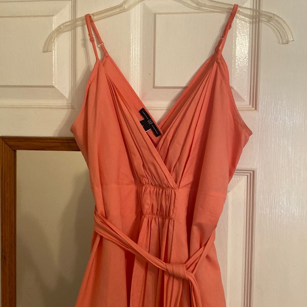 Coral spaghetti strap sundress with pockets